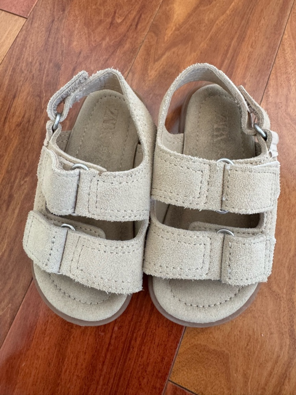 Zara Kids Tan Suede Double-Strap Sandals